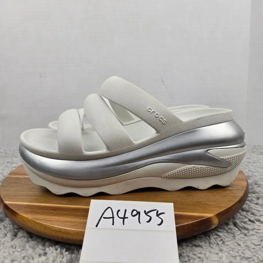 Crocs Womens 10 Mega Crush Triple Strap White Casual Y2K Daily Platform Sandals
